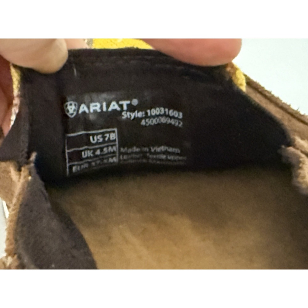 Ariat Cruiser Slip On Loafers Womens Sz 7B Yellow/Chestnut Suede Steerhead - Picture 8 of 11